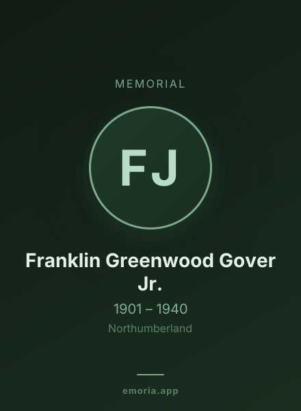 Memorial portrait of Franklin Greenwood Gover Jr.