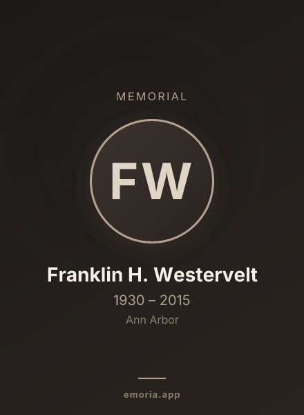 Memorial portrait of Franklin H. Westervelt