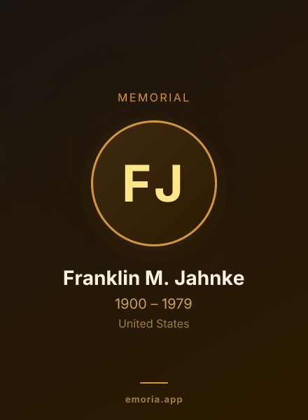 Memorial portrait of Franklin M. Jahnke