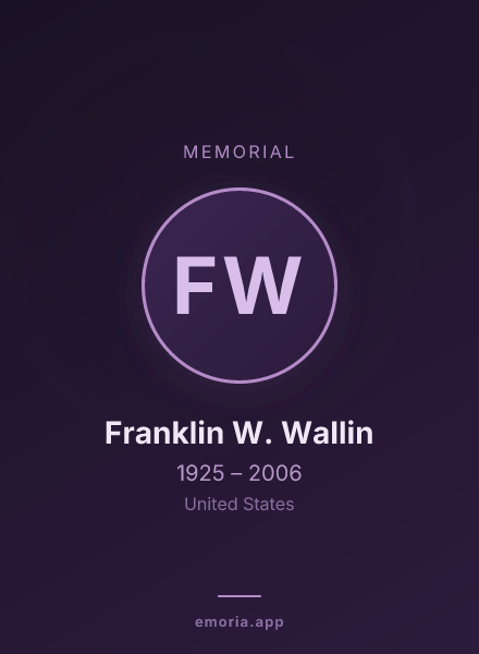 Memorial portrait of Franklin W. Wallin