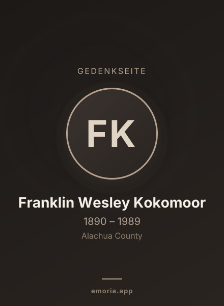 Gedenkportrait von Franklin Wesley Kokomoor