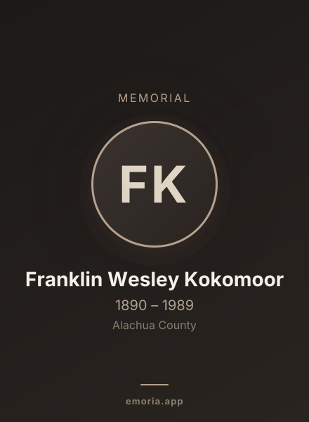 Memorial portrait of Franklin Wesley Kokomoor
