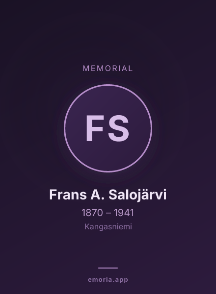 Memorial portrait of Frans A. Salojärvi