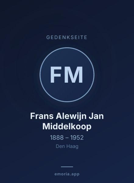 Gedenkportrait von Frans Alewijn Jan Middelkoop