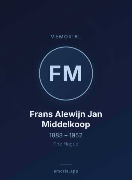 Memorial portrait of Frans Alewijn Jan Middelkoop