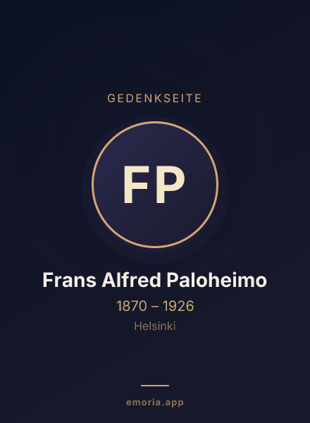Gedenkportrait von Frans Alfred Paloheimo