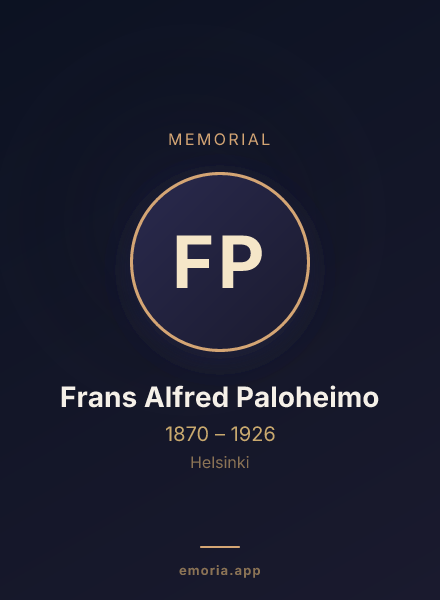 Memorial portrait of Frans Alfred Paloheimo