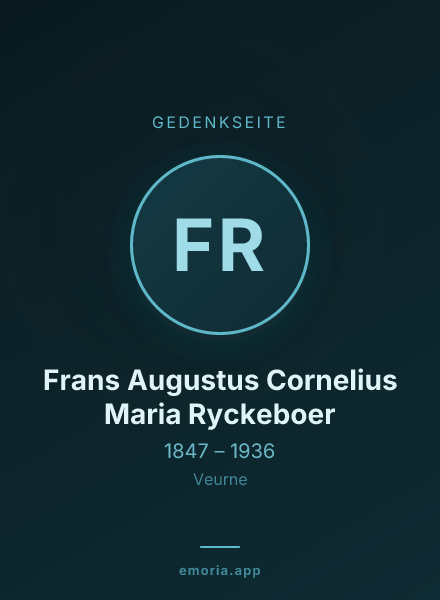 Gedenkportrait von Frans Augustus Cornelius Maria Ryckeboer