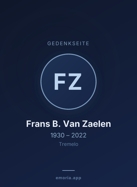 Gedenkportrait von Frans B. Van Zaelen