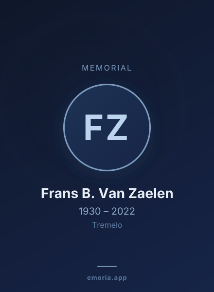 Memorial portrait of Frans B. Van Zaelen