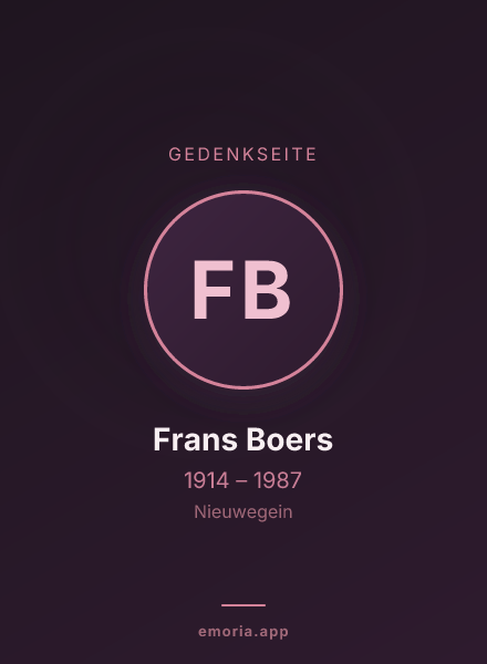 Gedenkportrait von Frans Boers