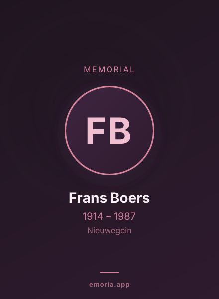 Memorial portrait of Frans Boers