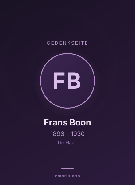 Gedenkportrait von Frans Boon