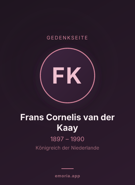 Gedenkportrait von Frans Cornelis van der Kaay