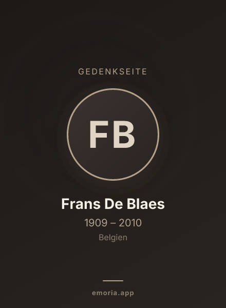 Gedenkportrait von Frans De Blaes