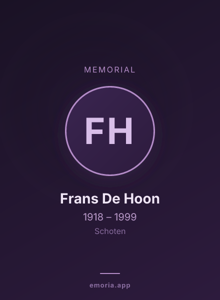 Memorial portrait of Frans De Hoon