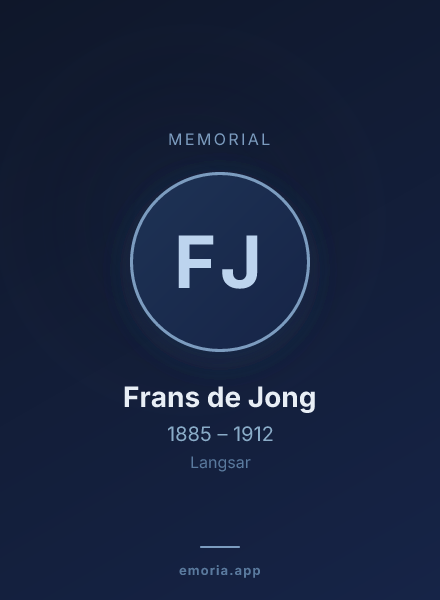 Memorial portrait of Frans de Jong