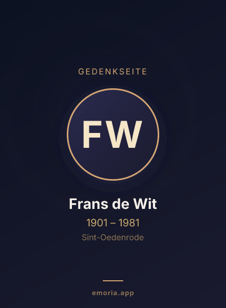 Gedenkportrait von Frans de Wit
