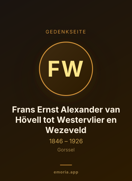 Gedenkportrait von Frans Ernst Alexander van Hövell tot Westervlier en Wezeveld