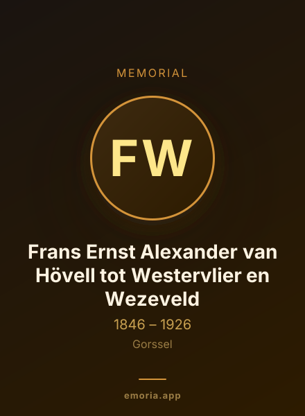 Memorial portrait of Frans Ernst Alexander van Hövell tot Westervlier en Wezeveld