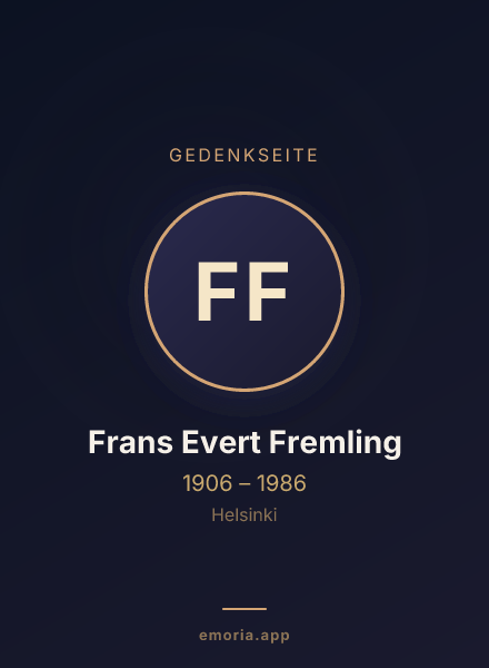 Gedenkportrait von Frans Evert Fremling