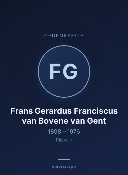 Gedenkportrait von Frans Gerardus Franciscus van Bovene van Gent