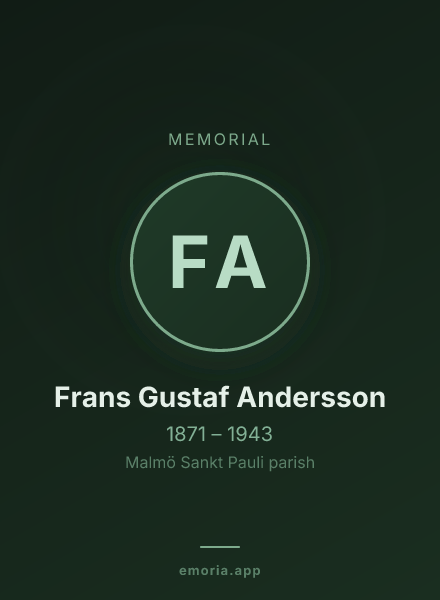 Memorial portrait of Frans Gustaf Andersson
