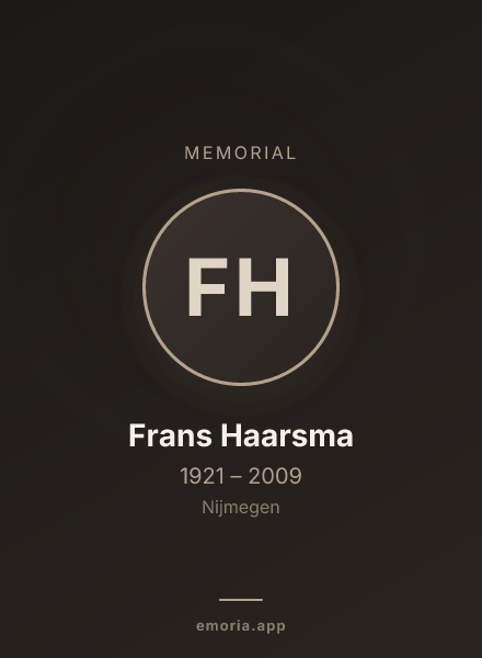 Memorial portrait of Frans Haarsma
