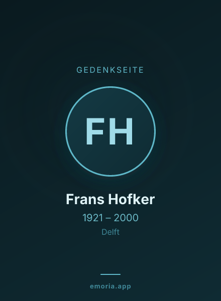 Gedenkportrait von Frans Hofker