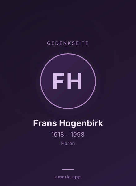 Gedenkportrait von Frans Hogenbirk