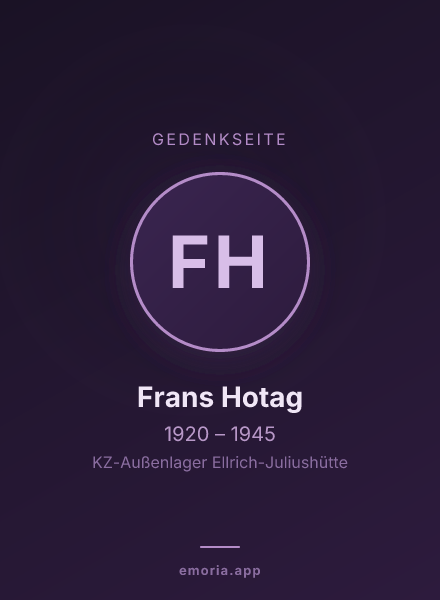 Gedenkportrait von Frans Hotag