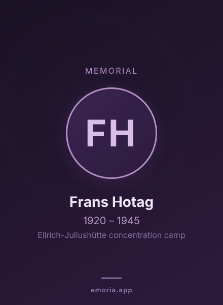 Memorial portrait of Frans Hotag