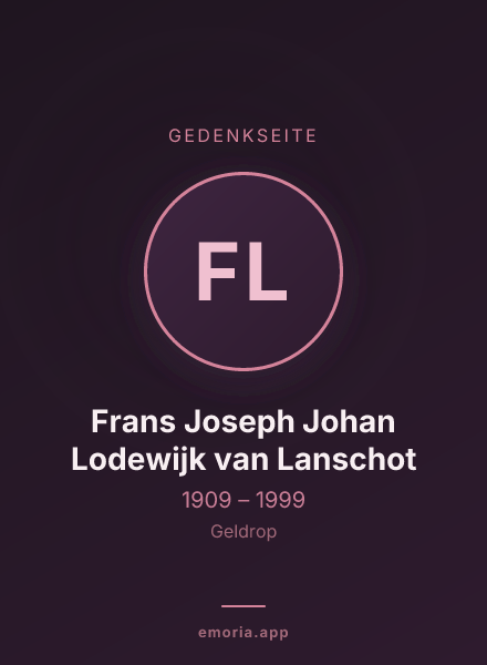 Gedenkportrait von Frans Joseph Johan Lodewijk van Lanschot