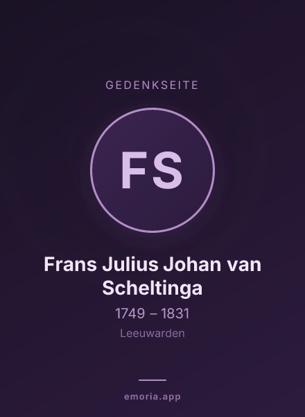 Gedenkportrait von Frans Julius Johan van Scheltinga