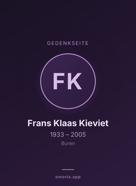 Gedenkportrait von Frans Klaas Kieviet