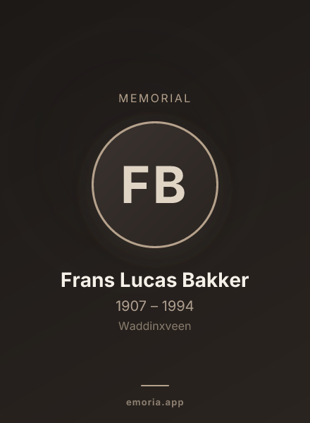 Memorial portrait of Frans Lucas Bakker