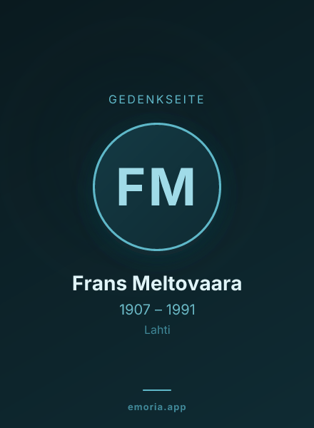 Gedenkportrait von Frans Meltovaara