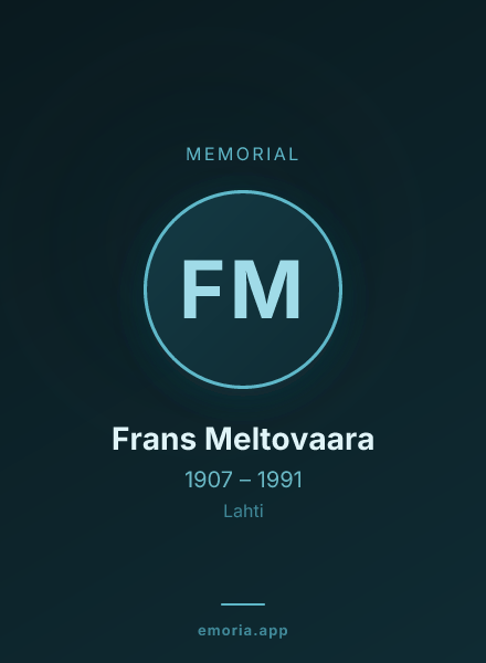 Memorial portrait of Frans Meltovaara