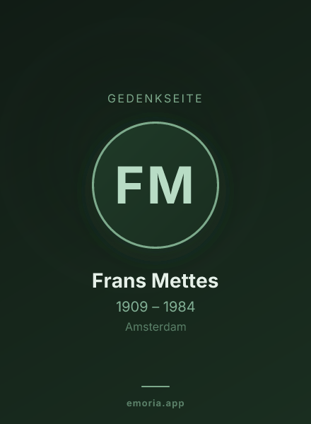 Gedenkportrait von Frans Mettes