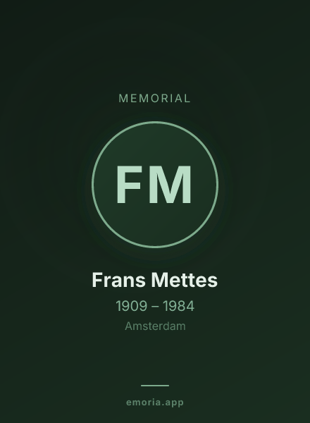 Memorial portrait of Frans Mettes