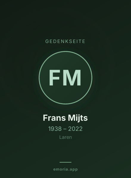Gedenkportrait von Frans Mijts