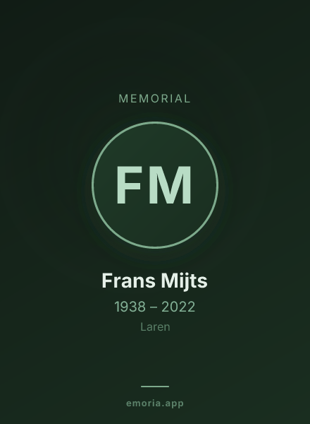 Memorial portrait of Frans Mijts