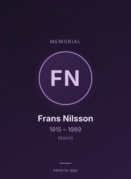 Memorial portrait of Frans Nilsson