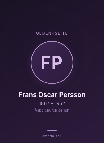 Gedenkportrait von Frans Oscar Persson