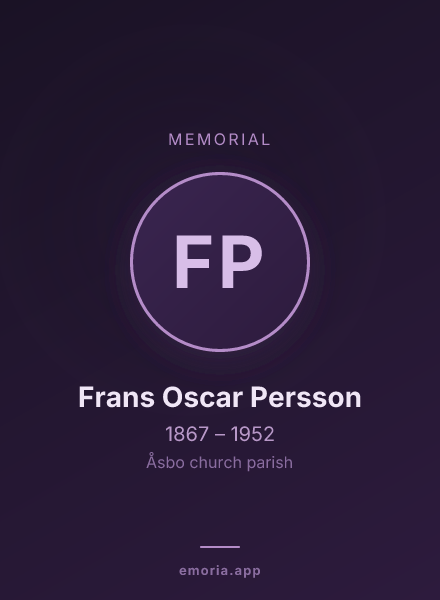 Memorial portrait of Frans Oscar Persson