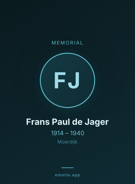 Memorial portrait of Frans Paul de Jager
