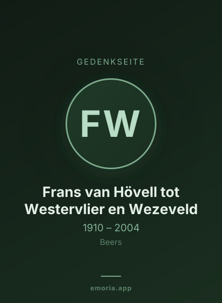 Gedenkportrait von Frans van Hövell tot Westervlier en Wezeveld