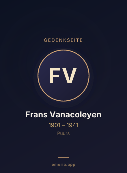 Gedenkportrait von Frans Vanacoleyen