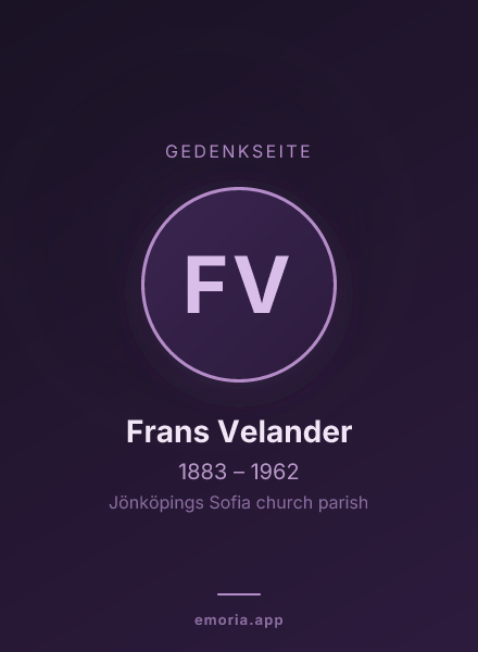 Gedenkportrait von Frans Velander
