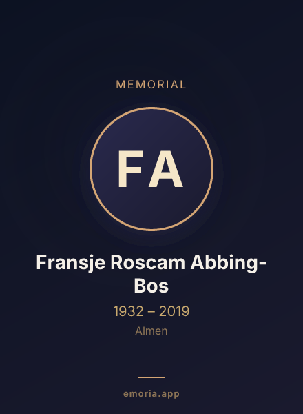 Memorial portrait of Fransje Roscam Abbing-Bos